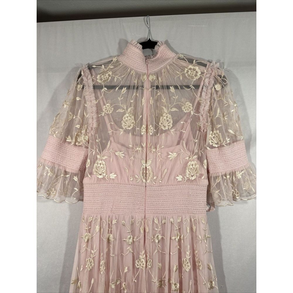 NEW MAC DUGGAL [ 6‎ ] 8005 Embroidered Floral Tiered Smock Neck Gown Rose Pink - Picture 15 of 16